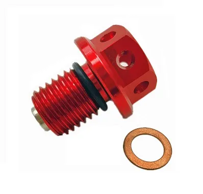 Omezená Nabídka magnetický CNC výpustný šroub oleje M12x1,5 červený - PITBIKE,DIRTBIKE, CROSS