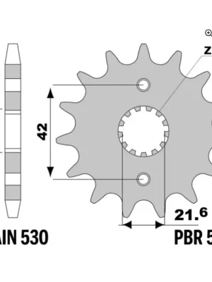 Akční Nabídka Sekundární řetězové kolečko PBR Sprockets pro Kawasaki GPX 500R, Suzuki GSF 1250, Yamaha mod.530