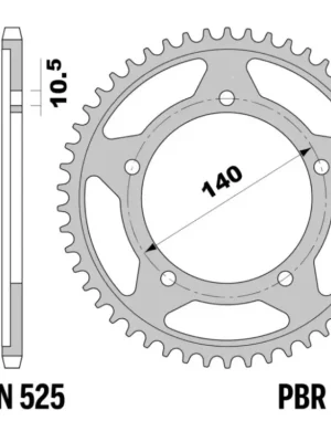 Rozeta ergalová PBR Sprockets pro SUZUKI DL/GS/GSX-S/GSX-R/600/650/750/1000/1050/ KAWASAKI KLV 1000/ TRIUMPH 600/800/865/900 mod.525 Nakupujte Hned