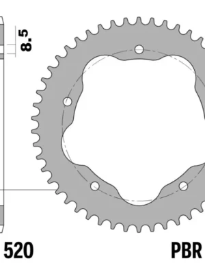 Rychlé Dodání Rozeta (věnec) ocelová temperovaná PBR Sprockets pro DUCATI 848 EVO/ Hypermotard 950/ Hypermotard 1100 mod.520