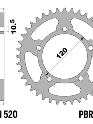 Ověřený Rozeta ocelová PBR Sprockets pro APRILIA RSV/ RSV4/ TUONO/ FALCO/ PEGASO/ SHIVER /BMW 650 X-MOTO/ DERBI 659 MULHACEN mod.520 RACING