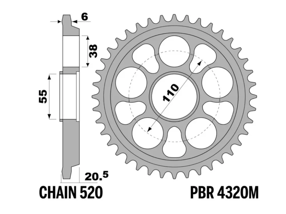 Rozeta ocelová temperovaná PBR SPROCKETS pro DUCATI Multistrada/Hypermotard/848/916/996/998/MS S2R mod.520 Ihned K Objednání