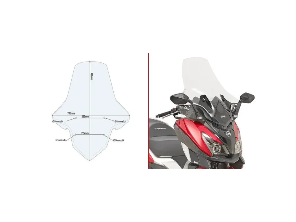 Kappa 7056DTK přední plexi, čiré 78 x 70,5 cm (VxŠ) SYM Cruisym 300 (17-19), SYM Joymax Z Doprava Zdarma