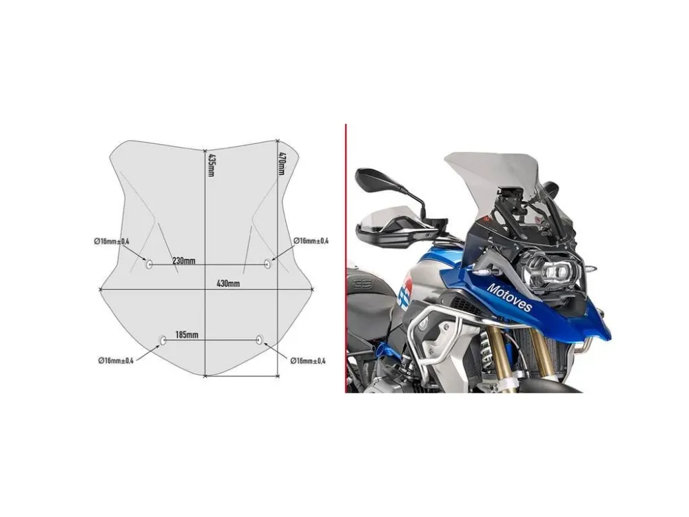 Kappa 5124DK přední plexi, zatmavené 43,5 x 43 cm (VxŠ) BMW R 1200 GS (13-18), BMW R 1200 Ověřený