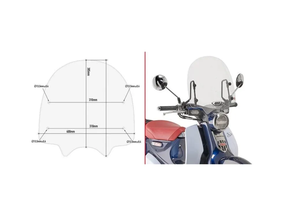 Kappa 1168AK přední plexi, čiré 38,5 x 40 cm (VxŠ) HONDA Super Cub C125 (18-25) Must-Have