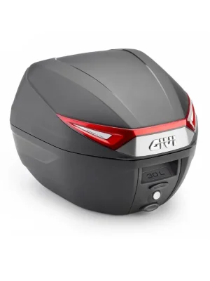 Nová Kolekce C30N kufr GIVI černý, červené odrazky (Monolock s vlastní plotnou), objem 30 ltr.