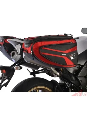boční brašny na motocykl P50R, OXFORD (černé/červené, objem 50 l, pár)- 5A Nová Kolekce