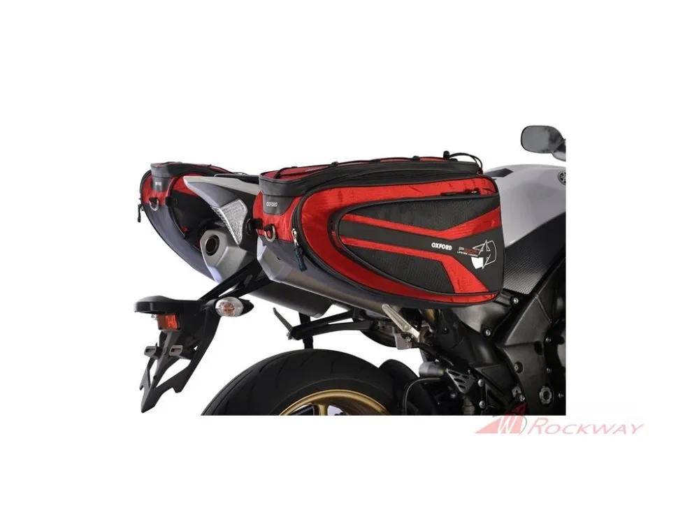boční brašny na motocykl P50R, OXFORD (černé/červené, objem 50 l, pár)- 5A Nová Kolekce