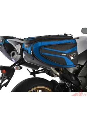 boční brašny na motocykl P50R, OXFORD (černé/modré, objem 50 l, pár)- 5A Cenově Výhodný