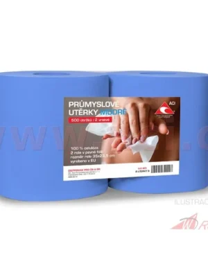 Aktuální Průmyslové dvouvrstvé utěrky (dvě role) 500 útržků - modré (sada 2 ks)- 5A