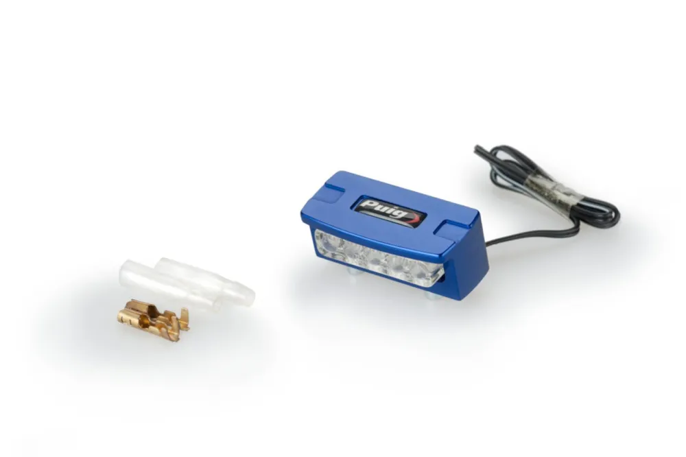 Originální Světlo na držák SPZ PUIG FLASH 4136A modrá alu s LEDs