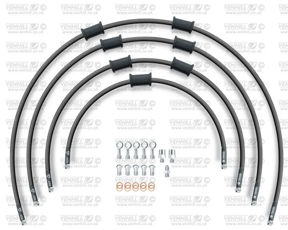 STANDARD Hadice přední brzdy sada Venhill POWERHOSEPLUS BMW-11001F-BK (4 hadice v sadě) černé hadice, chromové koncovky Horká Nabídka