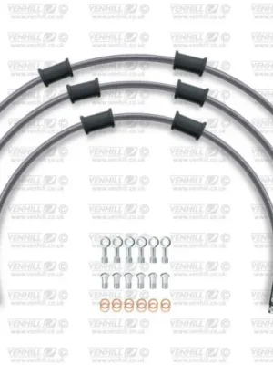 Akční Cena VENHILL sTANDARD Hadice přední brzdy sada Venhill POWERHOSEPLUS YAM-6010F (3 hadice v sadě) Průhledné hadice, chromové koncovky