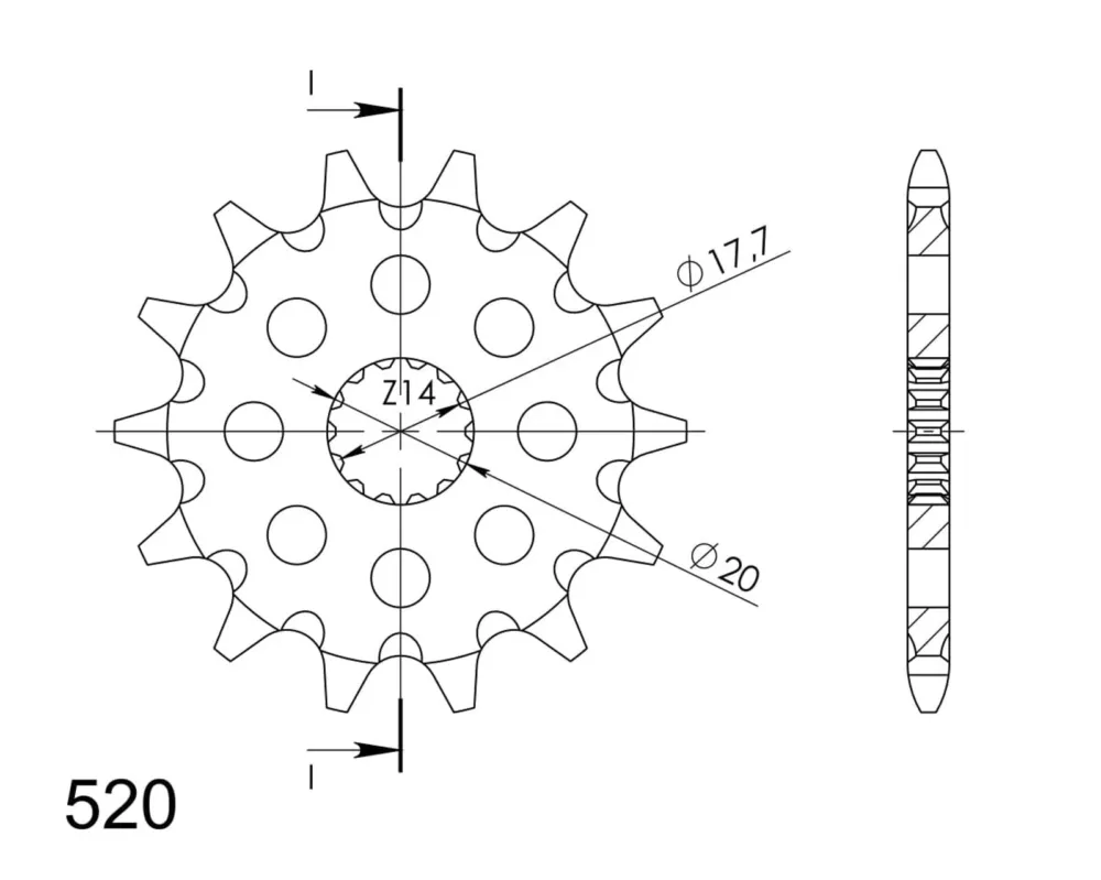 Originální Řetězové kolečko SUPERSPROX CST-564:14 14 zubů, 520