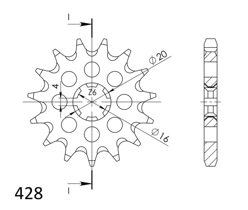 Řetězové kolečko SUPERSPROX CST-416:16 16 zubů, 428 Zlevněný