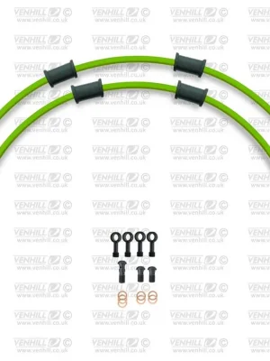 Výprodej Hadice zadní brzdy Venhill POWERHOSEPLUS KAW-3004RB-GR (2 hadice v sadě) zelené hadice, černé koncovky