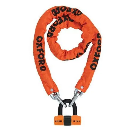 Sezónní Sleva řetězový zámek na motocykl Heavy Duty, OXFORD (oranžový plášť, délka 1,5 m)