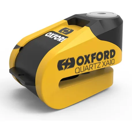 Zámek kotoučové brzdy Quartz Alarm XA10, OXFORD (integrovaný alarm, žlutý/černý, průměr čepu 10 mm) Omezená Nabídka