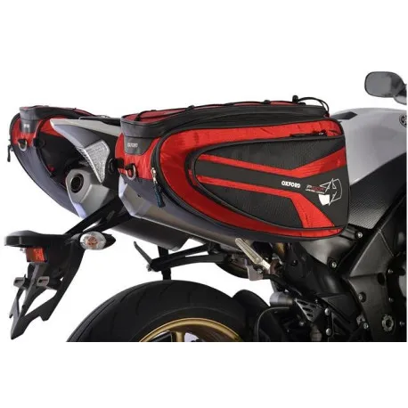 Boční brašny na motocykl P50R, OXFORD (černé/červené, objem 50 l, pár) Top Prodej