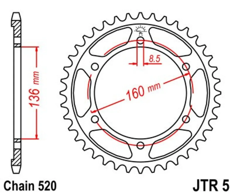 Řetězová rozeta JT JTR 5-49 49 zubů, 520 Pouze Dnes