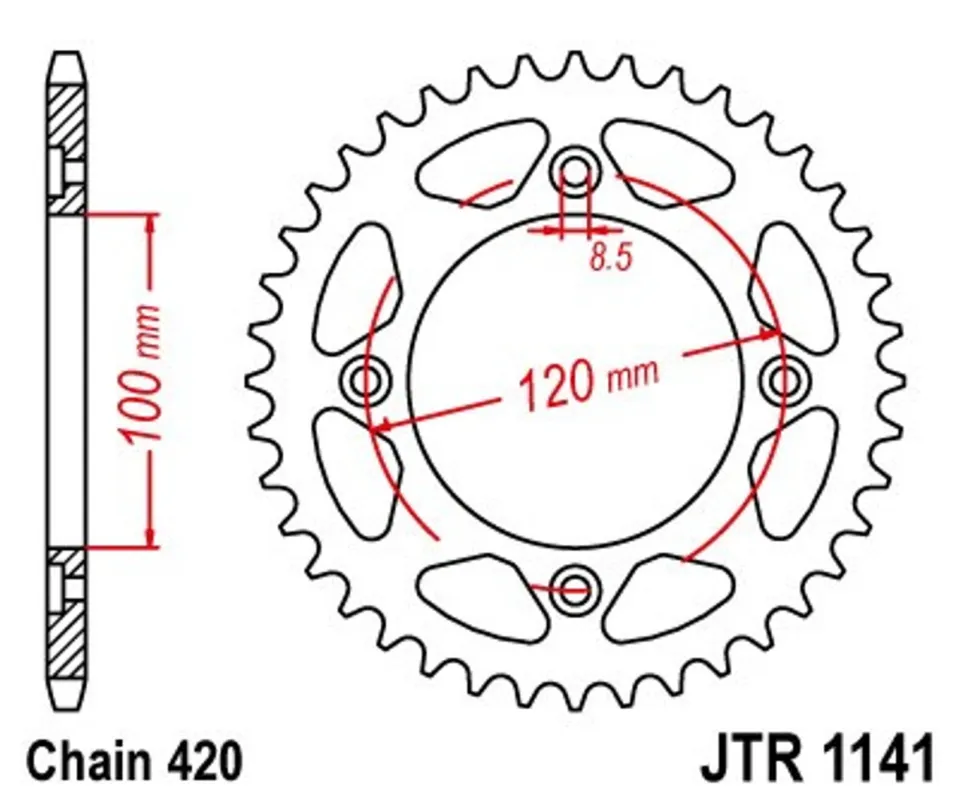 Řetězová rozeta JT JTR 1141-51 51 zubů, 420 Bezpečná Platba