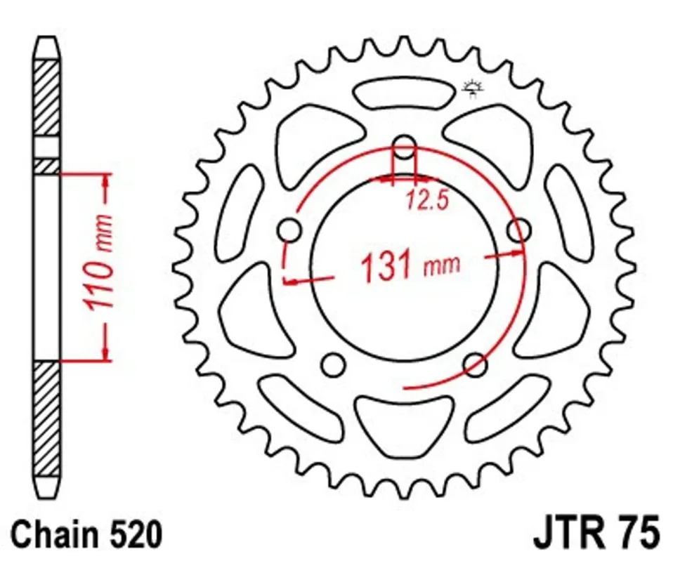 Řetězová rozeta JT JTR 75-45 45 zubů, 520 Nakupujte Hned
