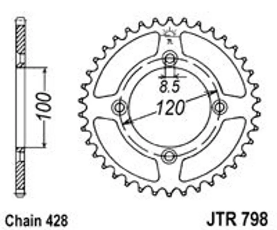 Pouze Dnes Řetězová rozeta JT JTR 798-54 54 zubů, 428