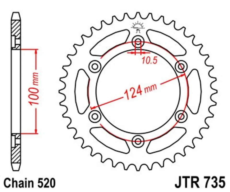 Řetězová rozeta JT JTR 735-46 46 zubů, 520 Akční Nabídka