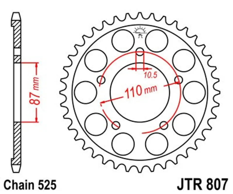 Nejlepší Volba Řetězová rozeta JT JTR 807-47 47 zubů, 525