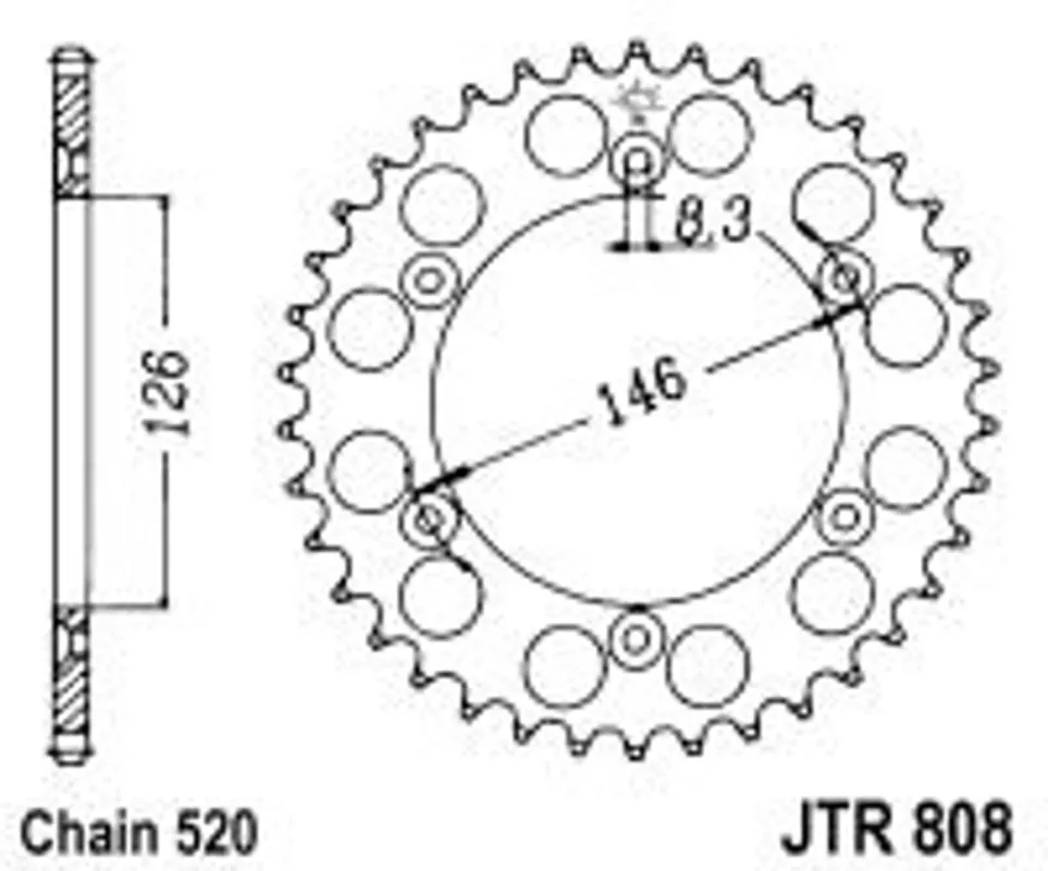 Řetězová rozeta JT JTR 808-43 43 zubů, 520 Aktuální