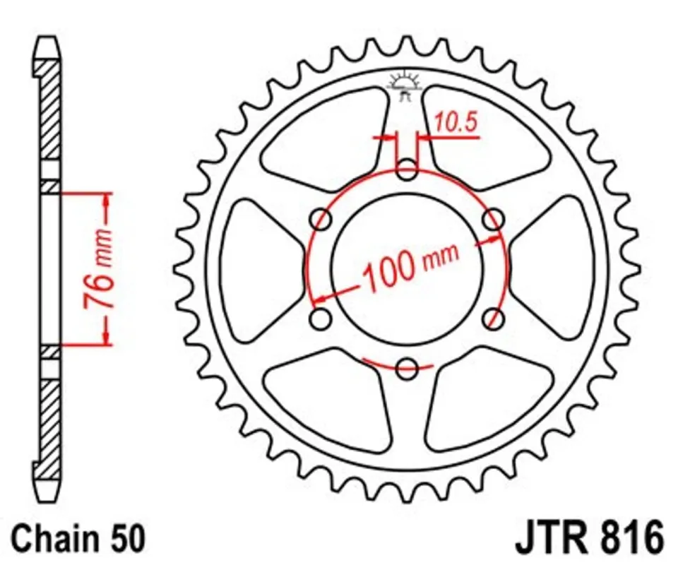 Řetězová rozeta JT JTR 816-50 50 zubů, 530 Originální