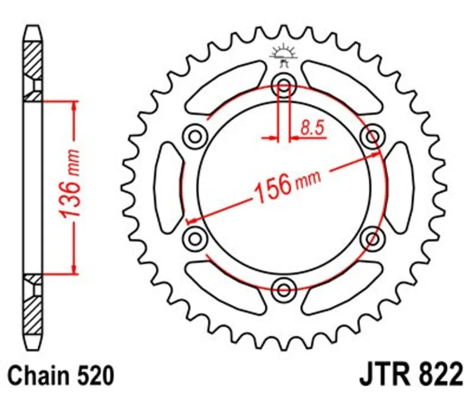 Nejprodávanější Řetězová rozeta JT JTR 822-48 48 zubů, 520