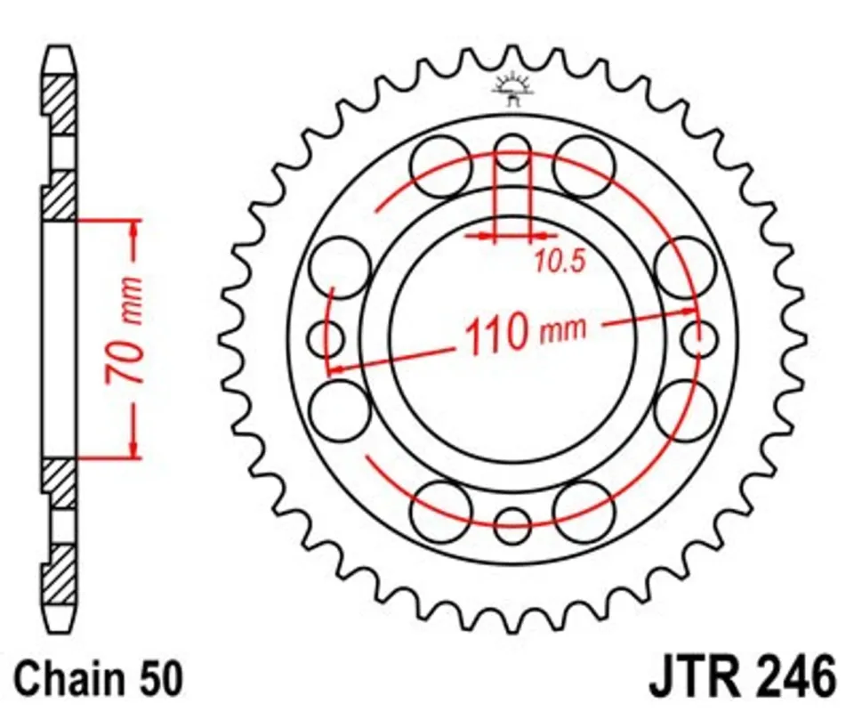Řetězová rozeta JT JTR 246-35 35 zubů, 530 Autentický