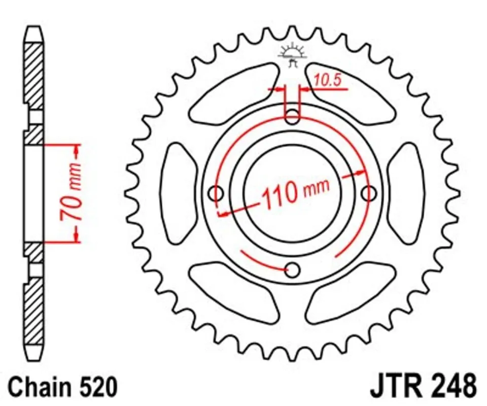 Řetězová rozeta JT JTR 248-44 44 zubů, 520 Časově Omezené
