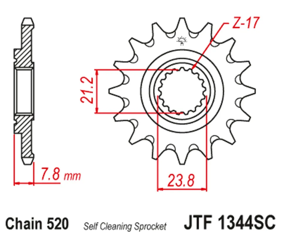 Ověřený Řetězové kolečko JT JTF 1344-14SC 14 zubů, 520