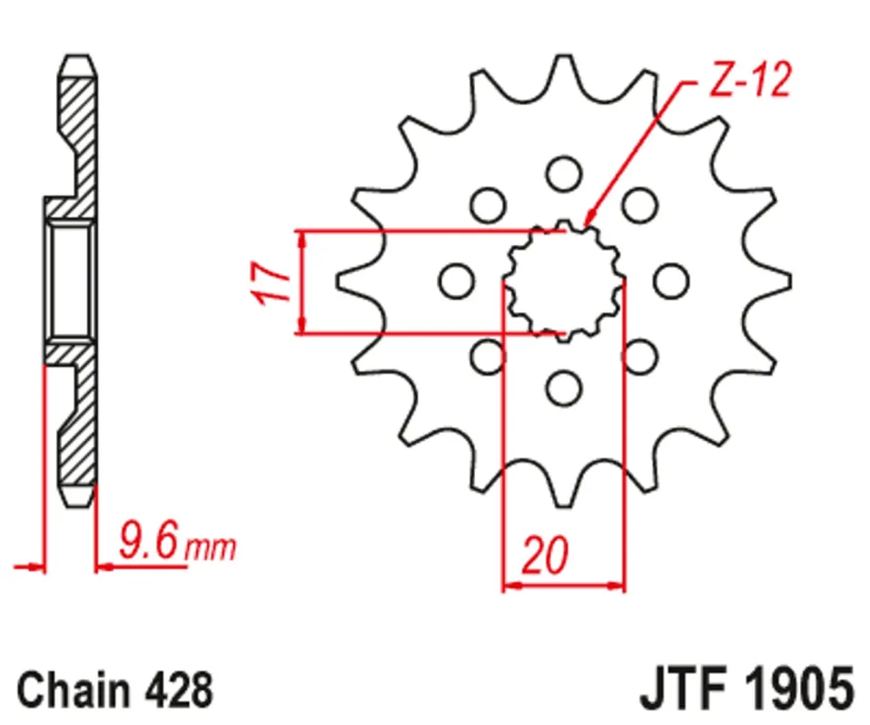 Nejprodávanější Řetězové kolečko JT JTF 1905-13 13 zubů, 428
