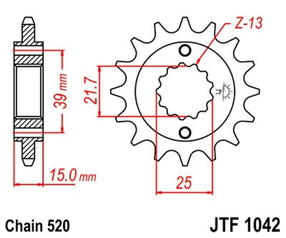 Omezená Nabídka Řetězové kolečko JT JTF 1042-14 14 zubů, 520