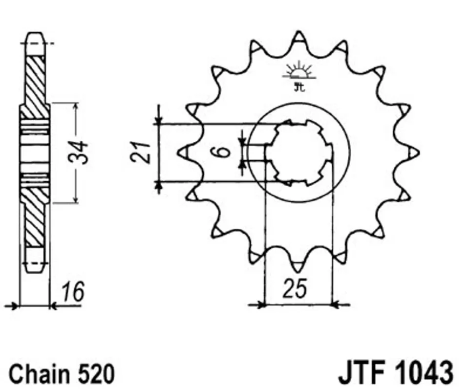 Poslední Šance Řetězové kolečko JT JTF 1043-14 14 zubů, 520