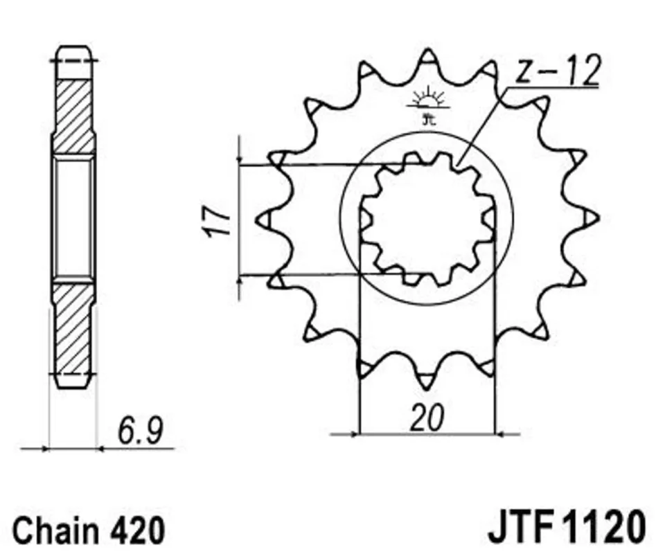 Odeslání Ihned Řetězové kolečko JT JTF 1120-13 13 zubů, 420