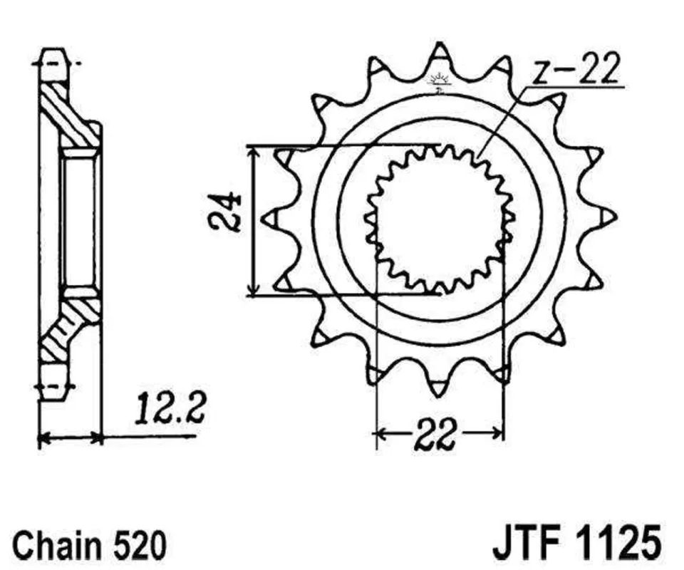 Řetězové kolečko JT JTF 1125-15 15 zubů, 520 Autentický