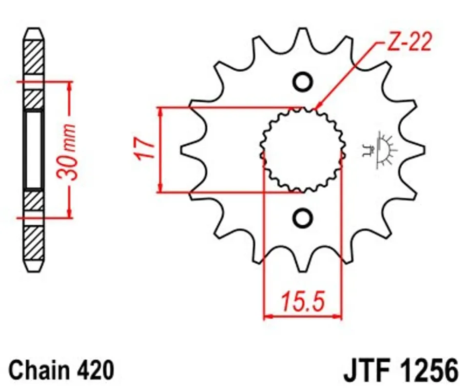 Rychlé Dodání Řetězové kolečko JT JTF 1256-14 14 zubů, 420