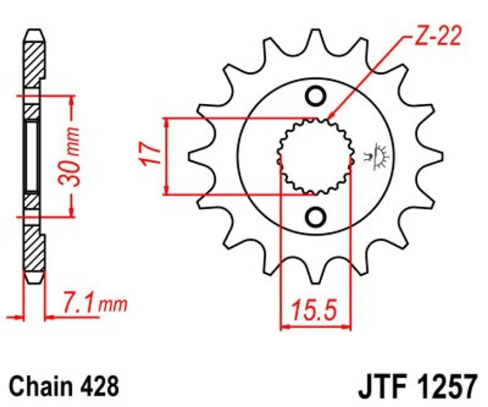 Akční Nabídka Řetězové kolečko JT JTF 1257-15 15 zubů, 428