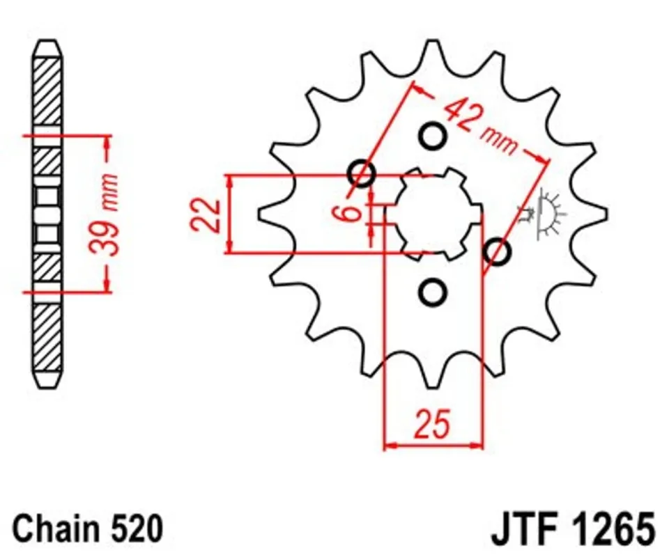 Řetězové kolečko JT JTF 1265-15 15 zubů, 520 Speciální Cena