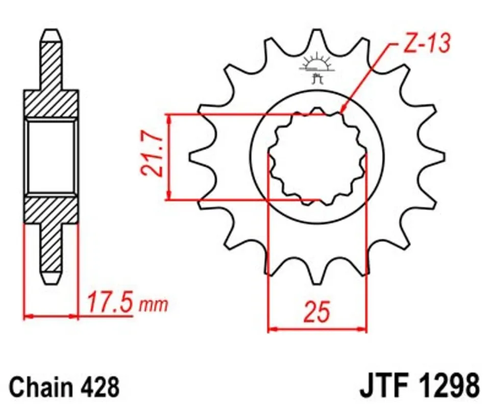 Řetězové kolečko JT JTF 1298-17 17 zubů, 428 Poslední Šance