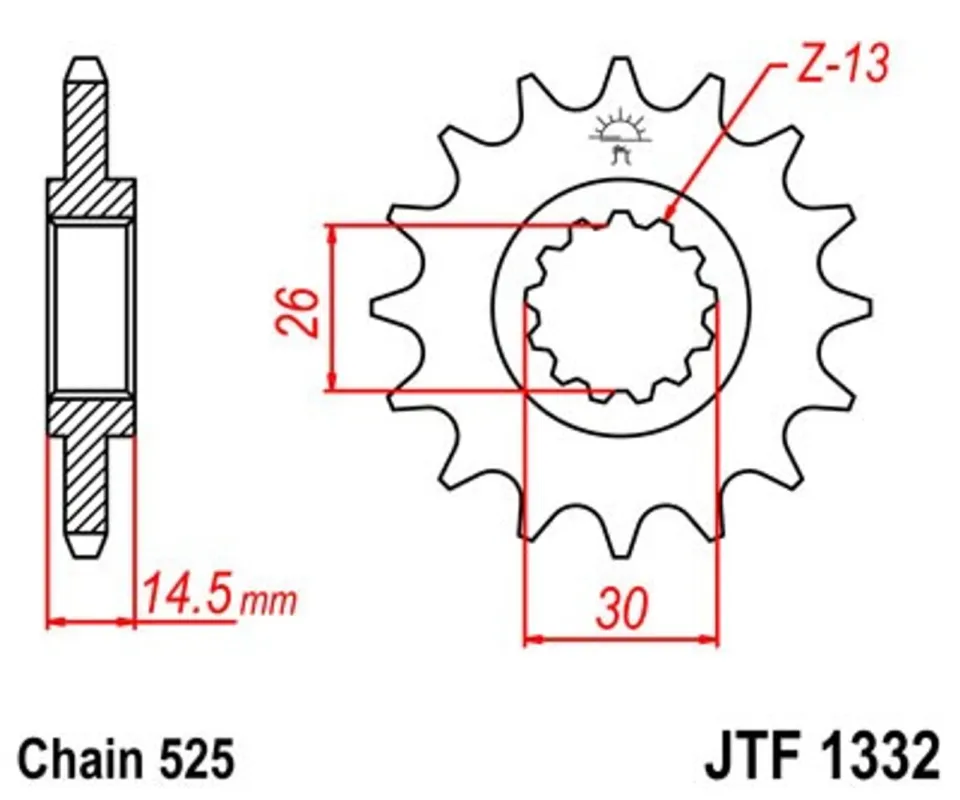 Sezónní Sleva Řetězové kolečko JT JTF 1332-17 17 zubů, 525