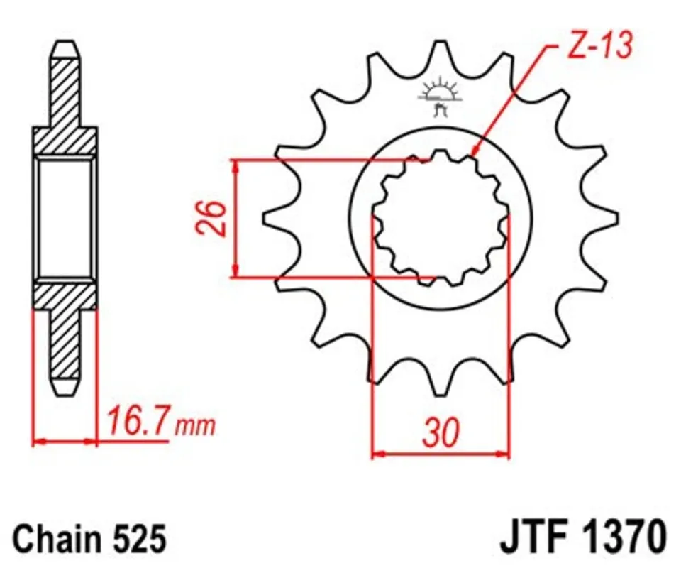Řetězové kolečko JT JTF 1370-15RB 15 zubů, 525 Speciální Cena