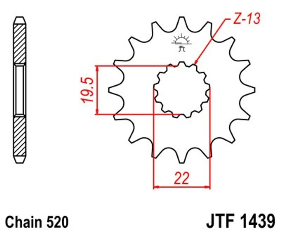 Přímo Od Výrobce Řetězové kolečko JT JTF 1439-14 14 zubů, 520