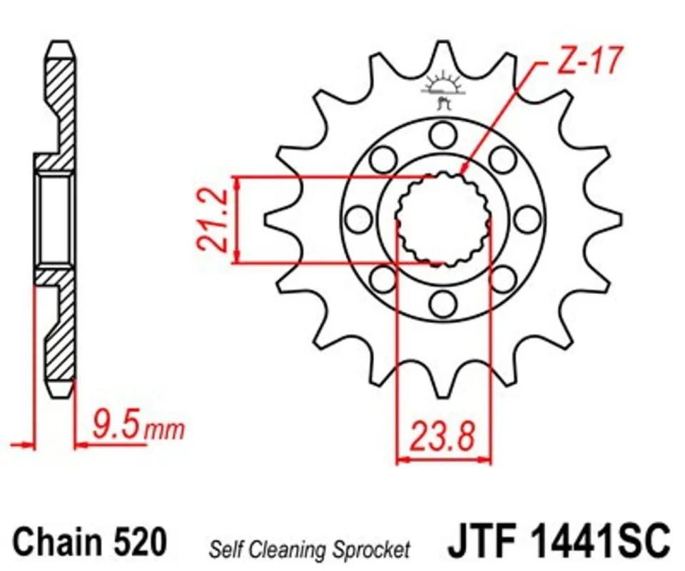 Řetězové kolečko JT JTF 1441-13SC 13 zubů, 520 Samočistící, Nízká hmotnost Bezpečná Platba