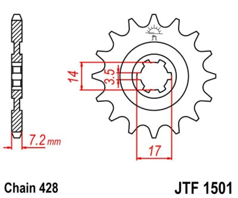 Řetězové kolečko JT JTF 1501-14 14 zubů, 428 Časově Omezené