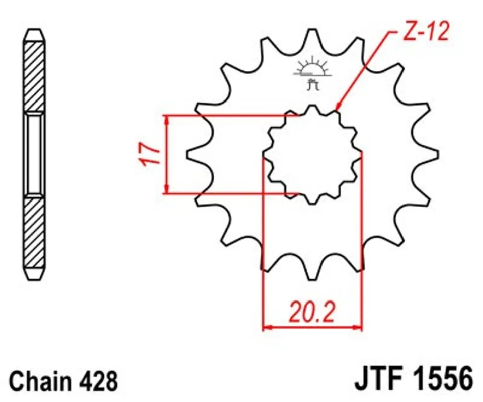 Ihned K Objednání Řetězové kolečko JT JTF 1556-12 12 zubů, 428